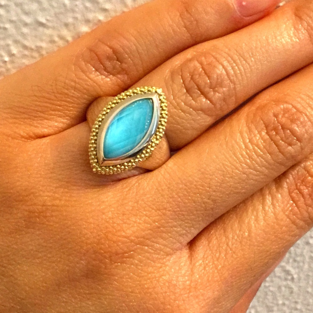 LAGOS CAVIAR MAYA 18K Turquoise Silver Ring Sz 6